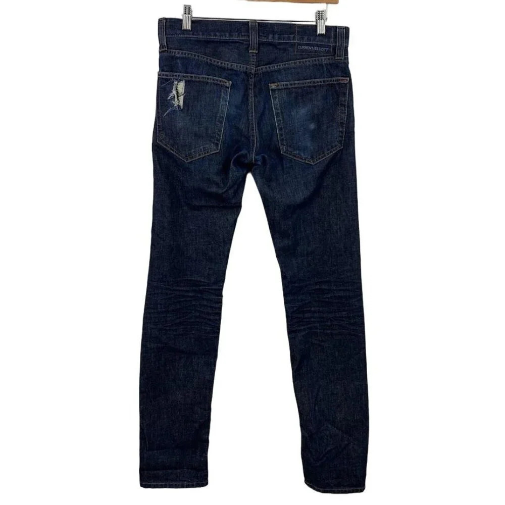 Current Elliott Men's The Slim Taper Distressed Mid Rise In Cove Jeans SZ 29x33 - Picture 2 of 14